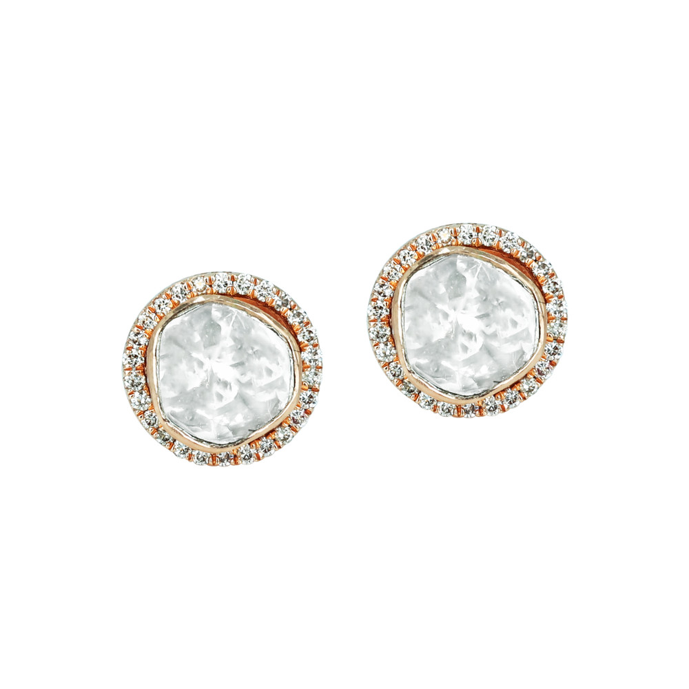 Polki Stud Earrings with Luminous Diamond Halo